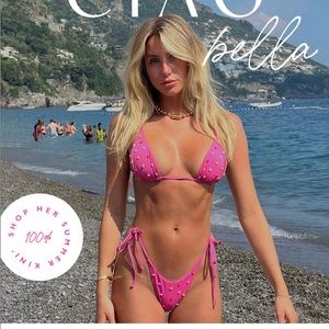Beaded Brittany Bikini Top - Pink size M - new with tags